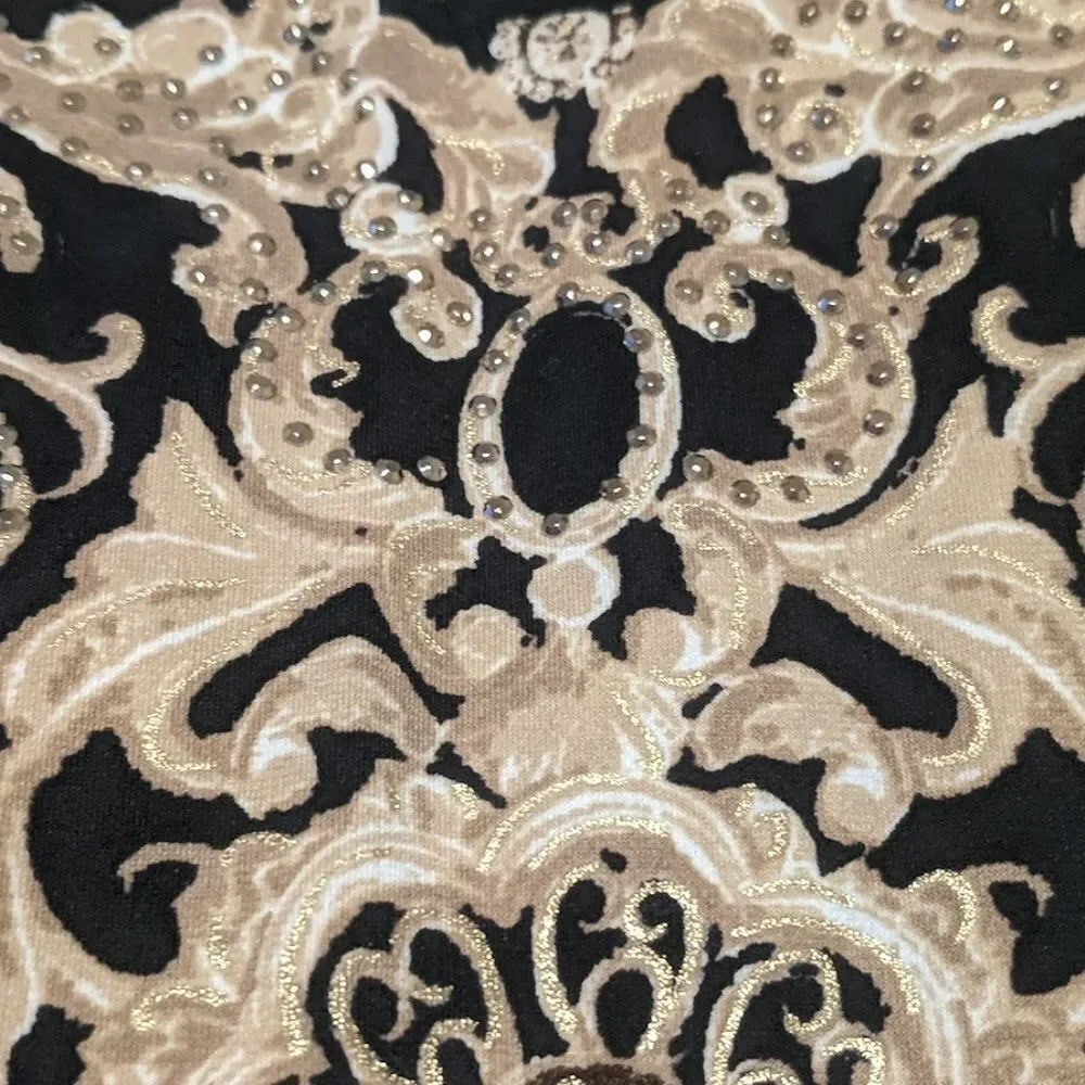 JM Collection gold black design top Sz XL NWT